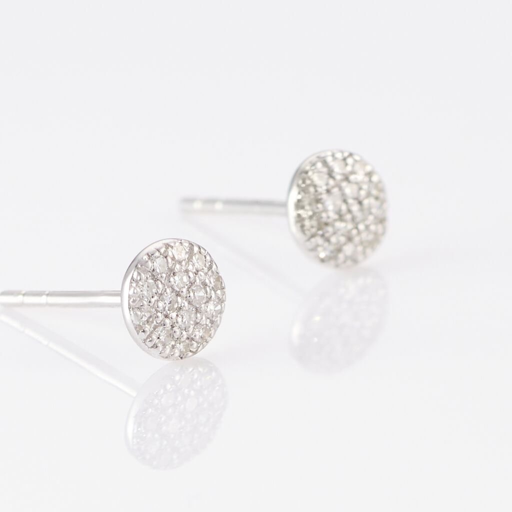 Boucles D'oreilles Puces Teani Or Blanc Diamant - Clous d'oreilles Femme | Histoire d’Or