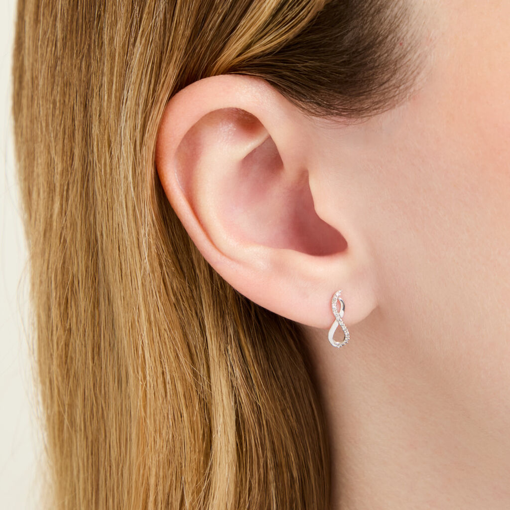 Boucles D'oreilles Puces Samy Or Blanc Diamant - Boucles d'oreilles pierres pr&eacute;cieuses Femme | Histoire d&rsquo;Or