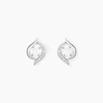Boucles D'oreilles Puces Or Blanc Lydia Oxydes De Zirconium - Clous d'oreilles Femme | Histoire d&rsquo;Or