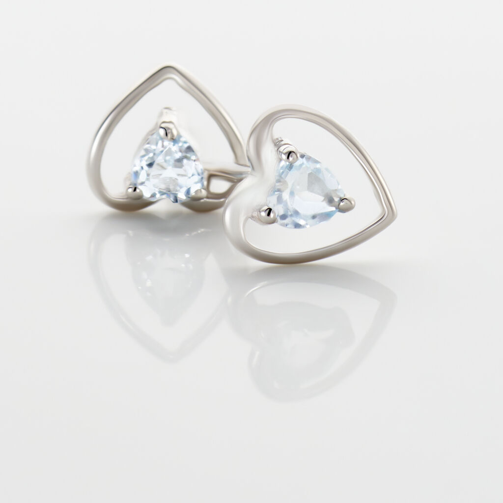 Boucles D'oreilles Puces Luann Or Blanc Topaze - Clous d'oreilles Femme | Histoire d&rsquo;Or