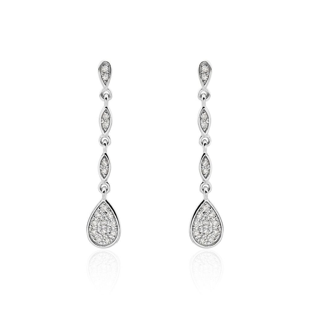 Boucles D'oreilles Pendantes Unice Or Blanc Diamant - Boucles d'oreilles pendantes Femme | Histoire d&rsquo;Or