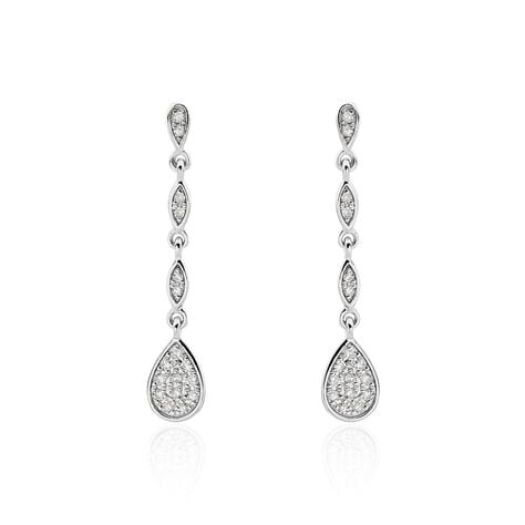 Boucles D'oreilles Pendantes Unice Or Blanc Diamant - Boucles d'oreilles pendantes Femme | Histoire d&rsquo;Or
