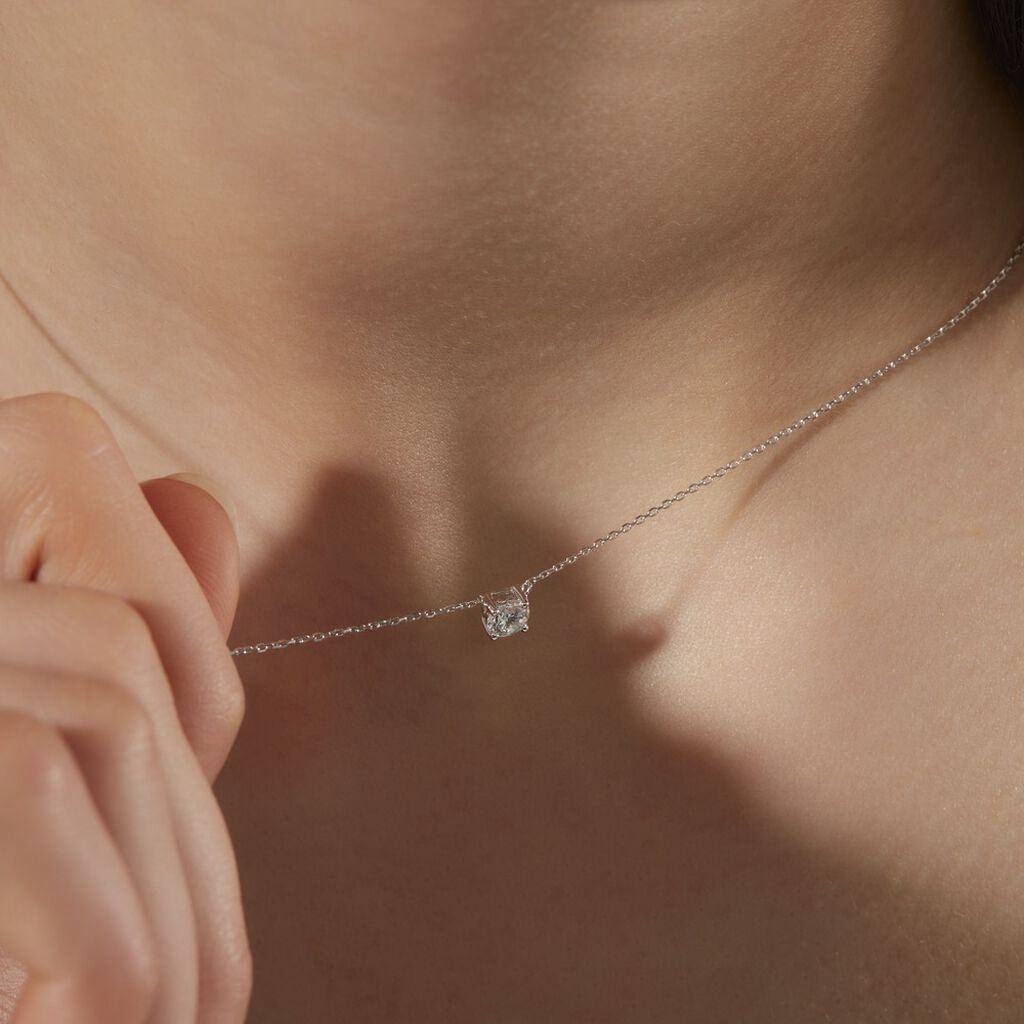 Collier Collection Aphrodite Or Blanc Diamant Synthetique - Colliers Femme | Histoire d’Or