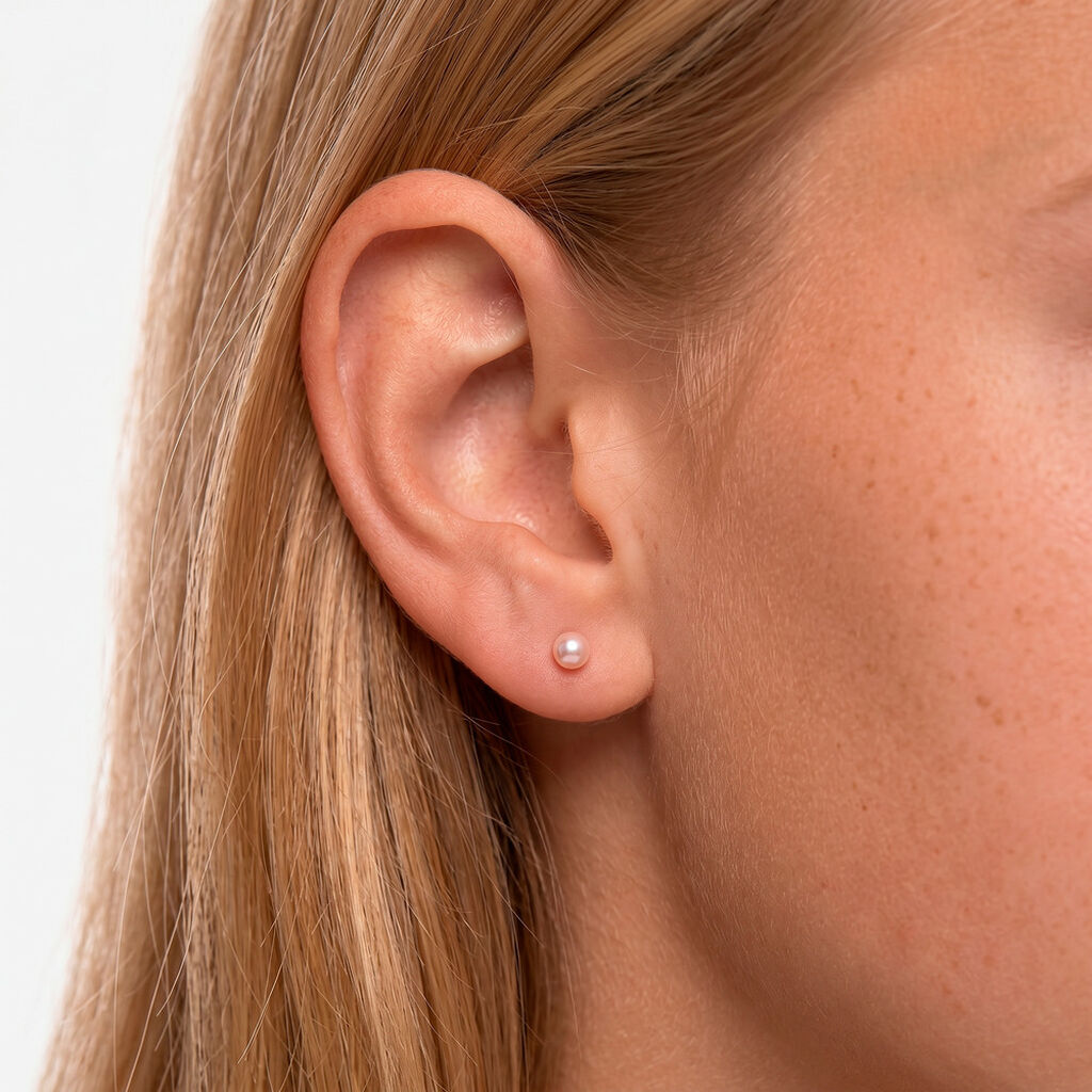 Boucles D'Oreilles Puces Bianca Or Jaune Perle De Culture - Clous d'oreilles Enfant | Histoire d&rsquo;Or