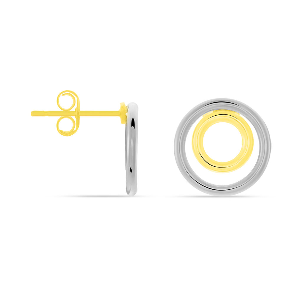 Boucles D'oreilles Pendantes Berangere Double Cercles Or Bicolore - Boucles d'oreilles pendantes Femme | Histoire d’Or