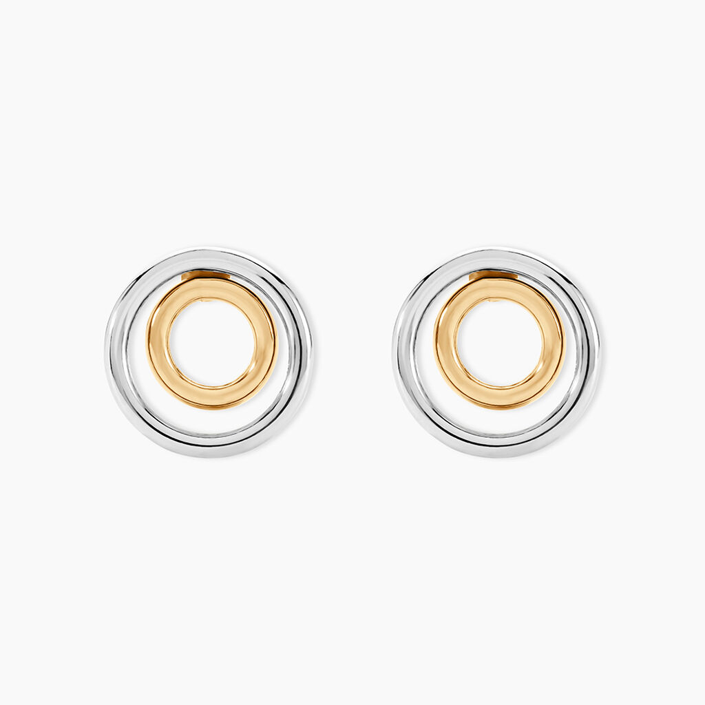 Boucles D'oreilles Pendantes Berangere Double Cercles Or Bicolore - Boucles d'oreilles pendantes Femme | Histoire d&rsquo;Or