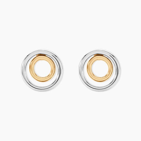 Boucles D'oreilles Pendantes Berangere Double Cercles Or Bicolore - Boucles d'oreilles pendantes Femme | Histoire d&rsquo;Or