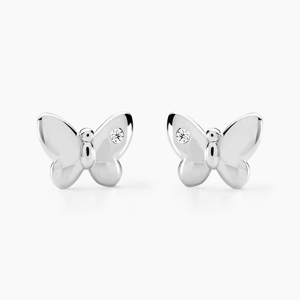 Boucles D'oreilles Puces Diep Argent Blanc Oxyde De Zirconium - Boucles d'oreilles fantaisie Femme | Histoire d’Or
