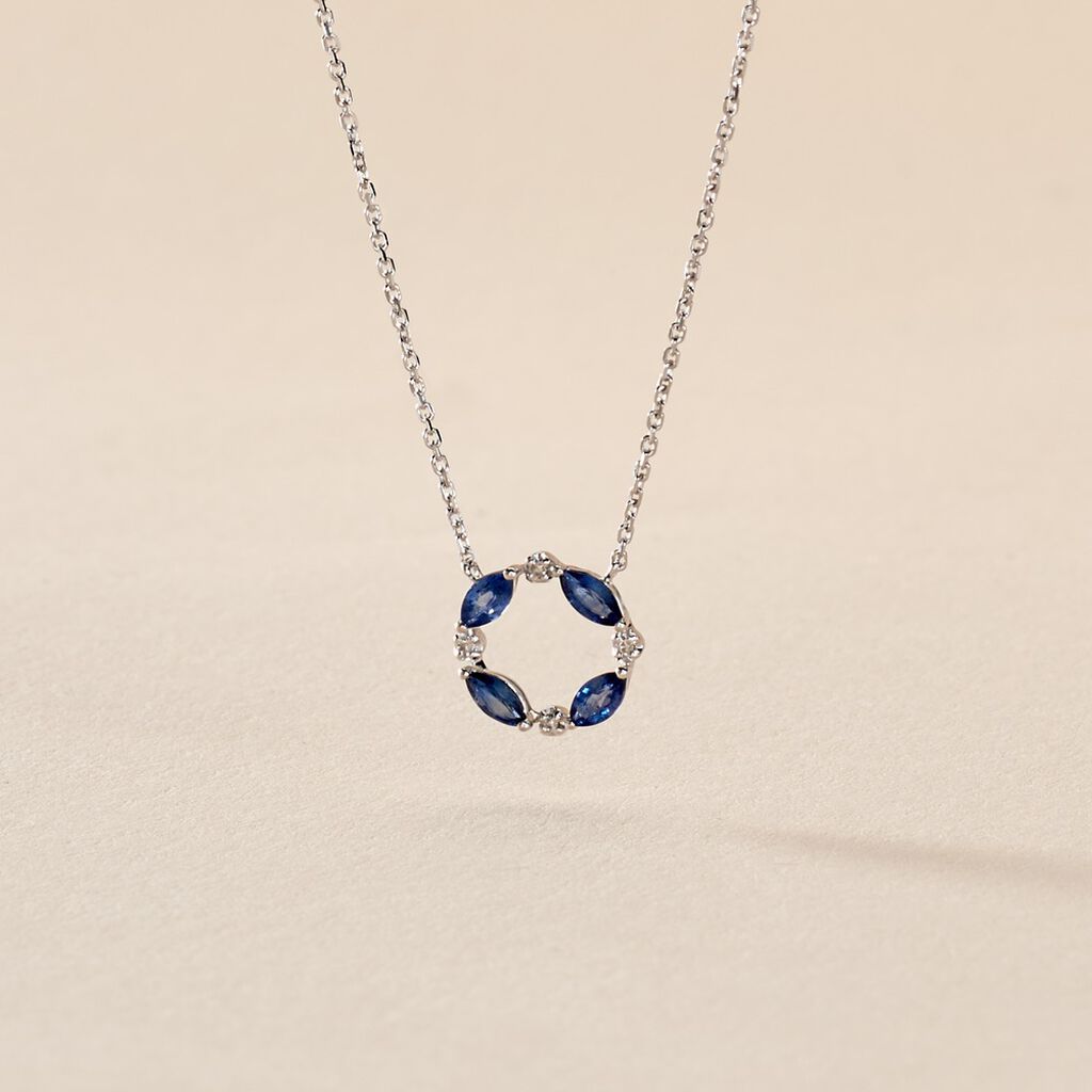 Collier Arlina Or Blanc Saphir Et Diamant - Colliers Femme | Histoire d’Or
