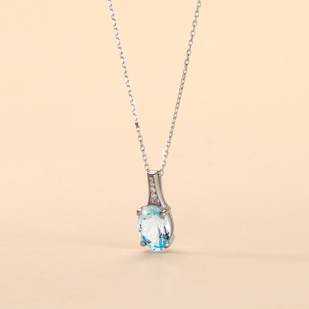 Collier Cindy Or Blanc Topaze Oxyde De Zirconium - Colliers Femme | Histoire d&rsquo;Or