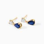 Boucles D'Oreilles Puces Porfirio Or Jaune Saphir Diamant - Clous d'oreilles Femme | Histoire d&rsquo;Or