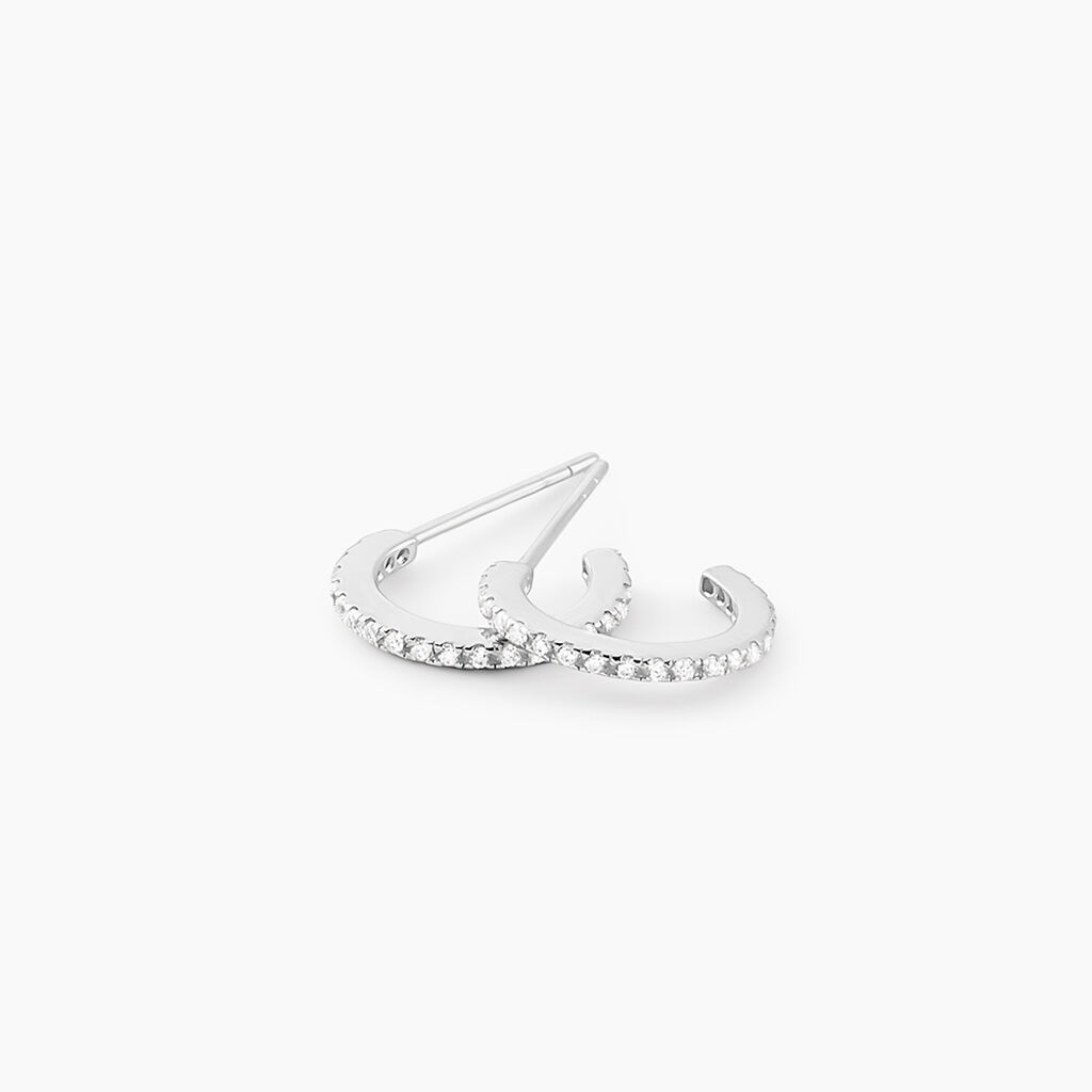 Créoles Or Blanc Brodie Oxyde De Zirconium - Boucles d'oreilles créoles Femme | Histoire d’Or