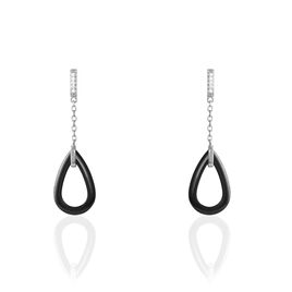 Boucles D'oreilles Pendantes Amaris Argent Blanc Céramique Et Oxyde - Boucles d'oreilles fantaisie Femme | Histoire d’Or