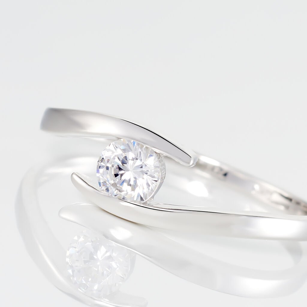 Bague Solitaire Camilia Or Blanc Oxyde De Zirconium - Bagues solitaires Femme | Histoire d’Or