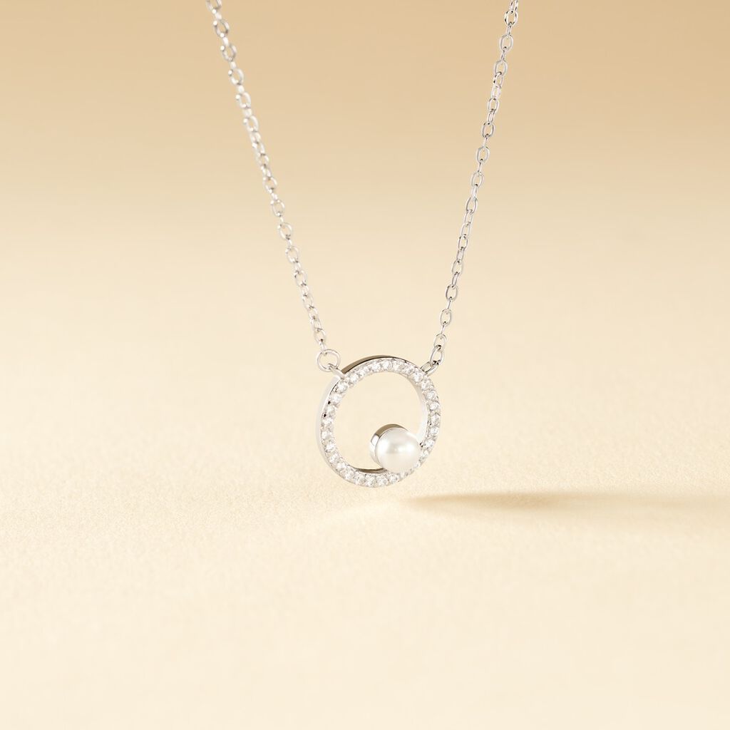 Collier Marthe Argent Blanc Perle De Culture Et Oxyde De Zirconium - Colliers fantaisie Femme | Histoire d’Or