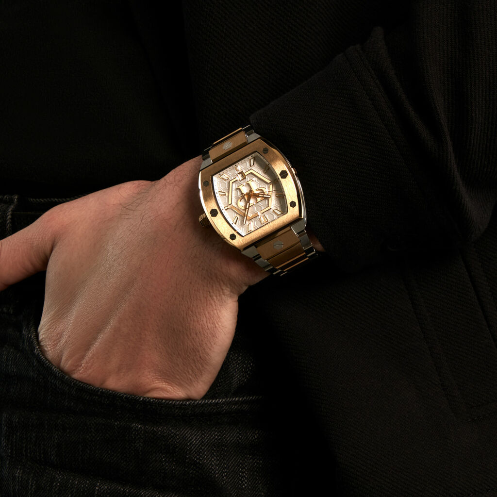 Montre Philipp Plein Hexagon Phantom Argent&eacute; - F&ecirc;te des p&egrave;res Homme | Histoire d&rsquo;Or