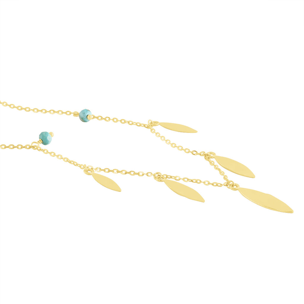 Collier Or Jaune Jehannet Turquoise - Colliers Plume Femme | Histoire d’Or