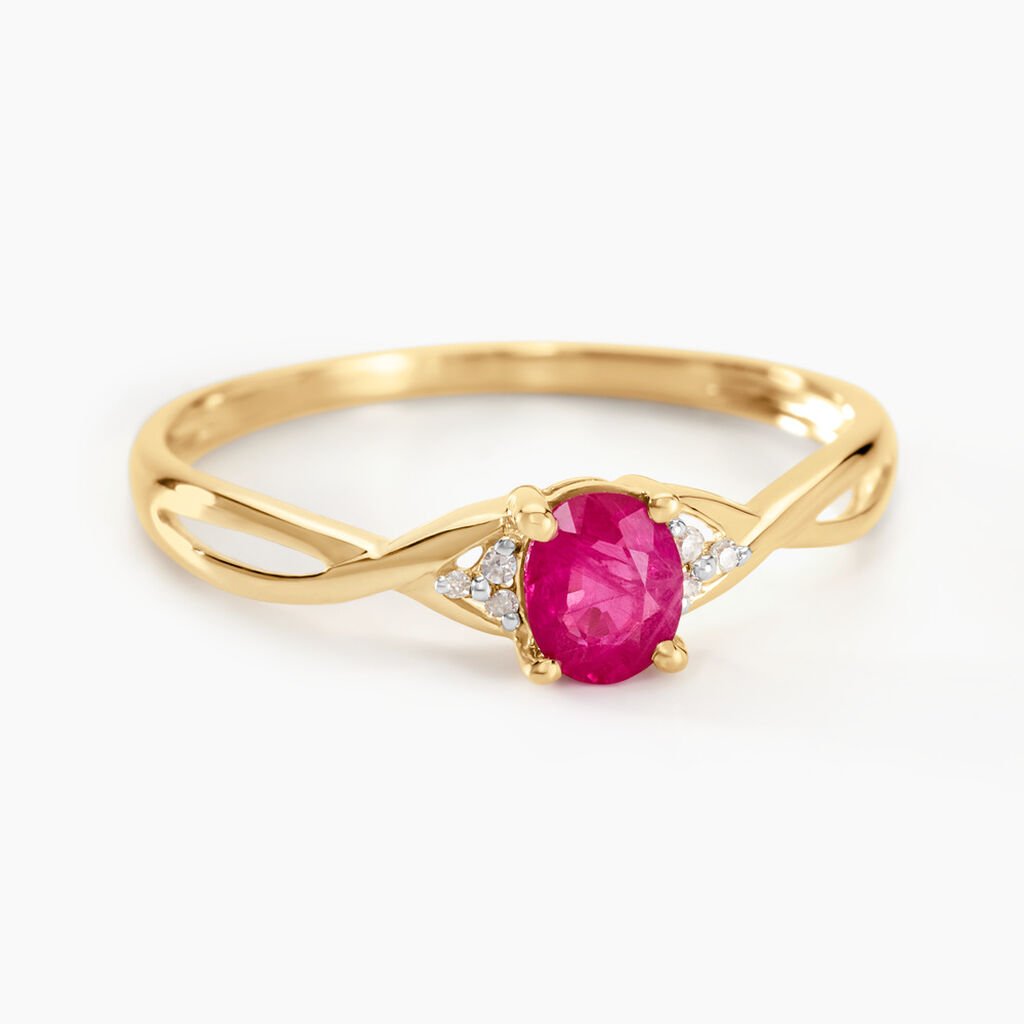 Bague Or Jaune Cassie Rubis Et Diamant - Bagues solitaires Femme | Histoire d&rsquo;Or