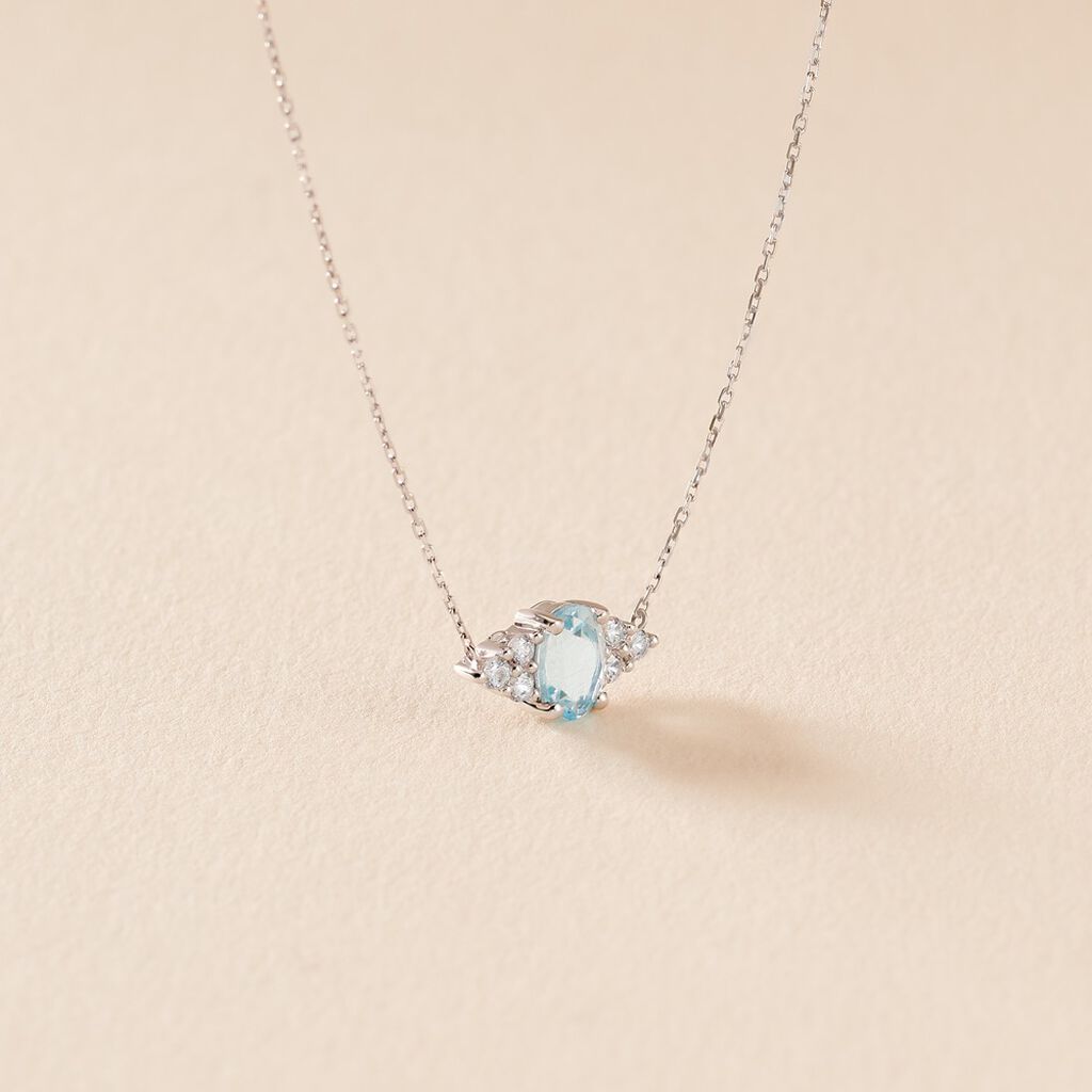 Collier Diapre Or Blanc Topaze Oxyde De Zirconium - Colliers Femme | Histoire d&rsquo;Or