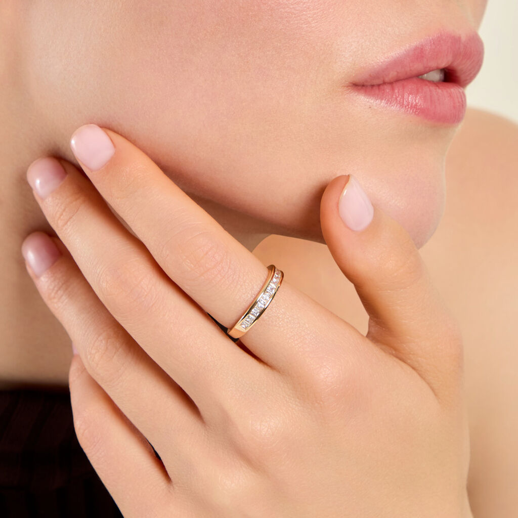 Bague Hyacintha Argent Dor&eacute; A L'Or 750/1000 Oxyde De Zirconium - Bagues avec pierre Femme | Histoire d&rsquo;Or