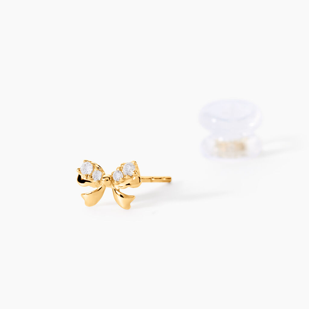 Boucles D'oreilles Puces Or Jaune Brunnera Oxydes De Zirconium - Clous d'oreilles Femme | Histoire d&rsquo;Or