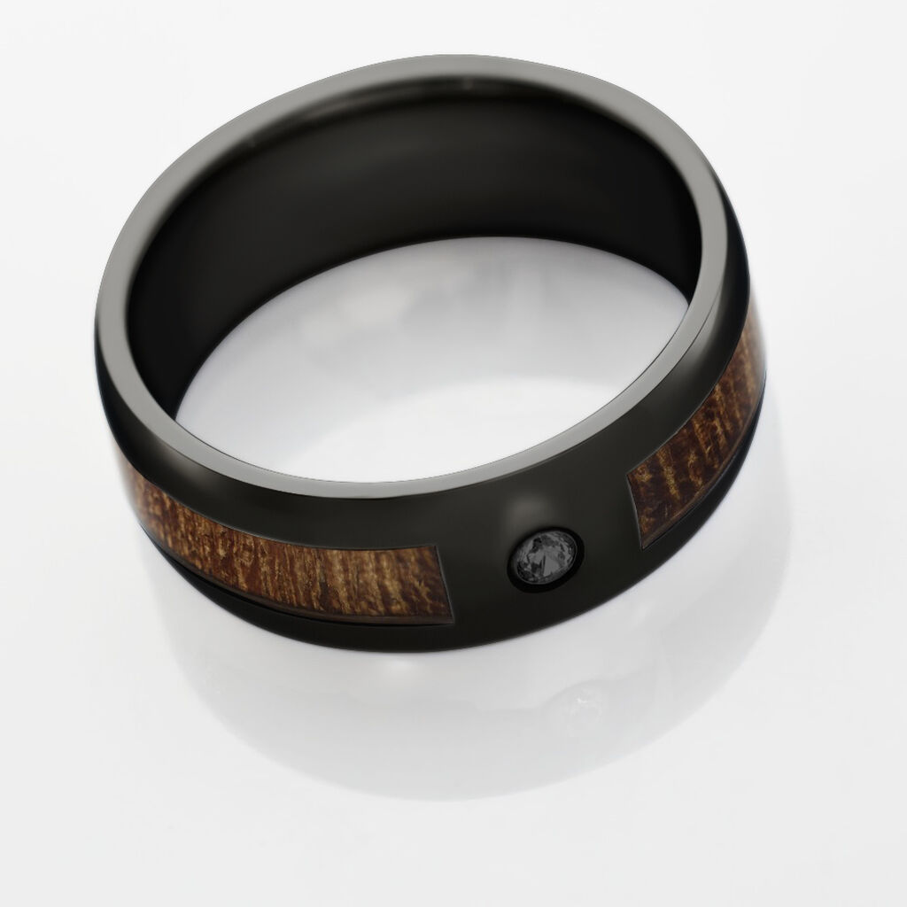 Bague Acier Noir Isidorius Oxyde De Zirconium Noir - Bagues avec pierre Homme | Histoire d’Or