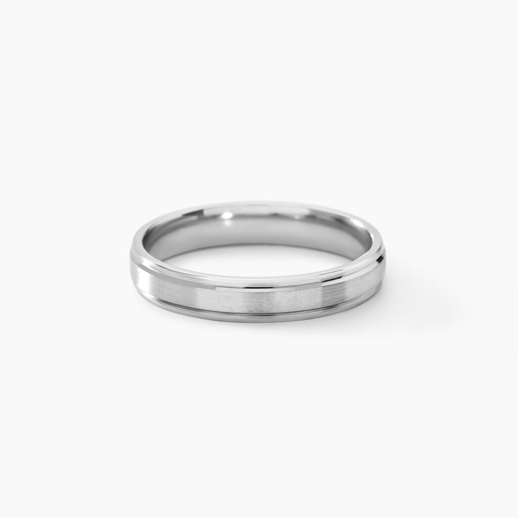 Alliance Mat Et Brillant Ruban Plat Palladium Blanc - Alliances Homme | Histoire d’Or