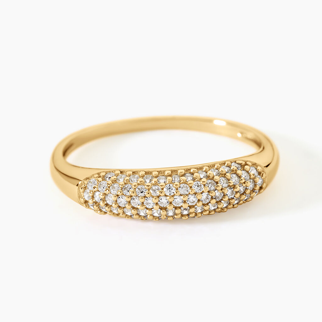 Bague Nadzeija Argent Dor&eacute; A L'Or 750/1000 Oxyde De Zirconium - Bagues avec pierre Femme | Histoire d&rsquo;Or