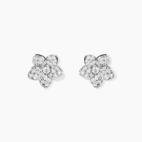 Boucles D'Oreilles Puces Sephine Argent Blanc Oxyde De Zirconium - Boucles d'oreilles fantaisie Femme | Histoire d&rsquo;Or