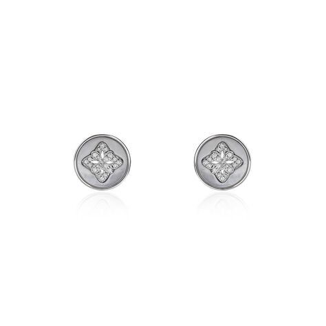 Boucles D'oreilles Puces Alexine Argent Blanc Oxyde De Zirconium - Boucles d'oreilles fantaisie Femme | Histoire d’Or