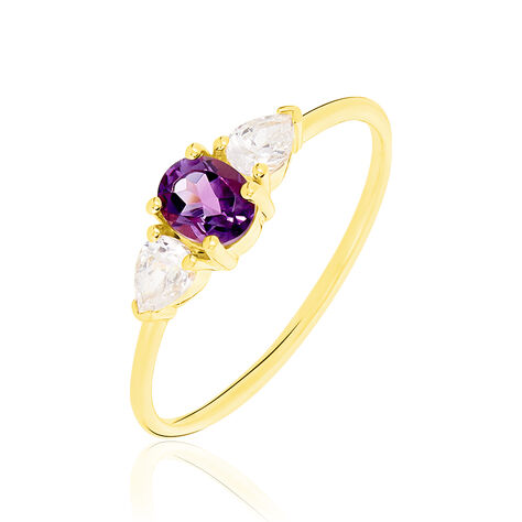 Bague Rekia Or Jaune Amethyste Et Oxyde De Zirconium - Bagues solitaires Femme | Histoire d’Or