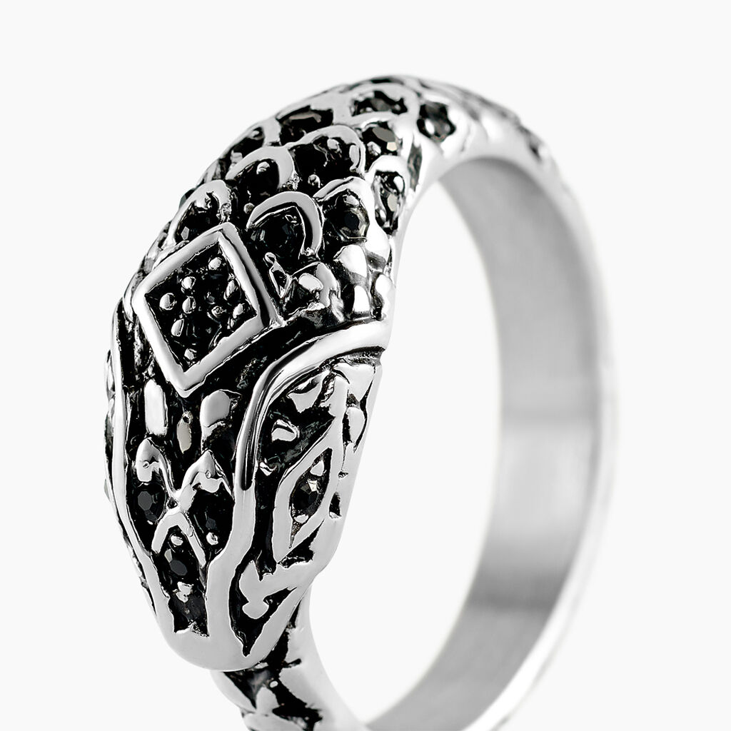 Bague Venin Acier Bicolore Oxyde De Zirconium - Bagues avec pierre Homme | Histoire d’Or