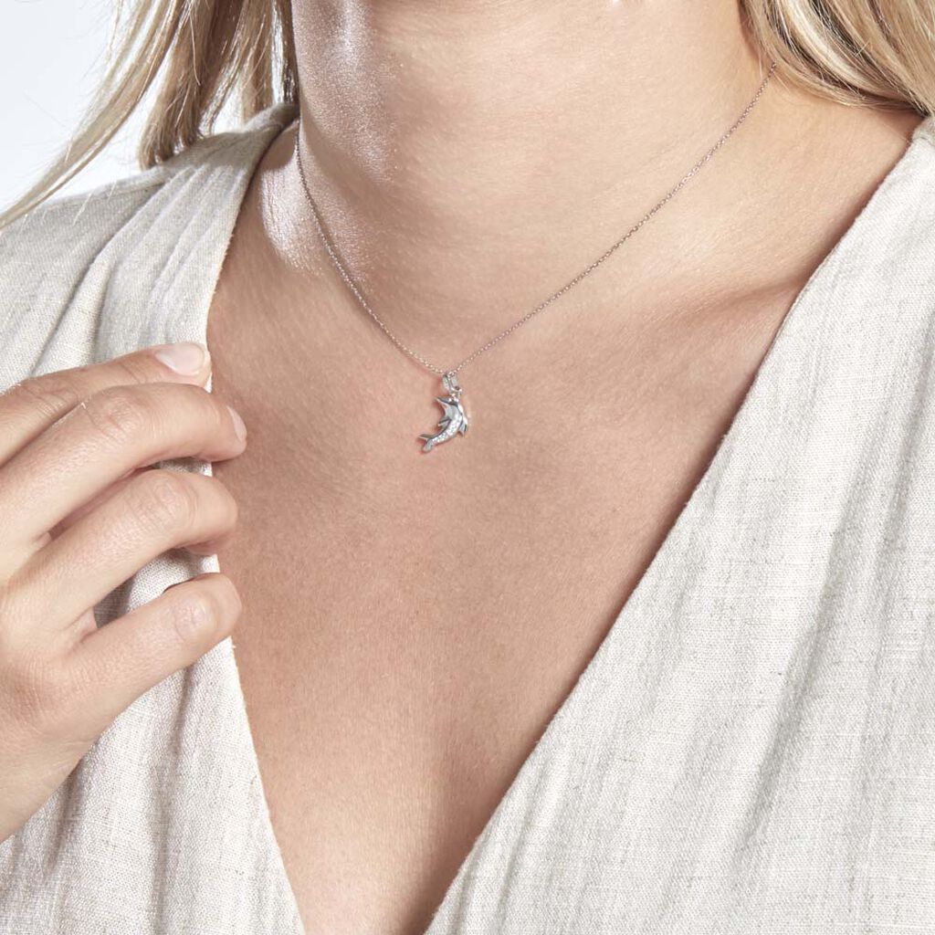 Pendentif Amelot Argent Blanc Oxyde De Zirconium - Pendentifs Femme | Histoire d’Or