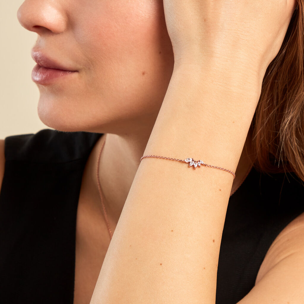 Bracelet Duchesse Argent Rose Oxyde De Zirconium - Bracelets Femme | Histoire d’Or
