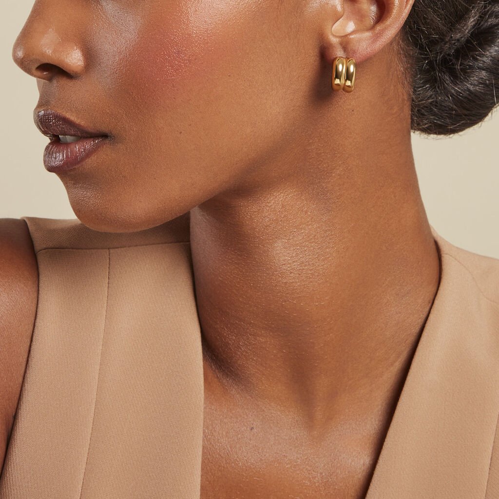 Créoles Adoree Acier Jaune - Boucles d'oreilles créoles Femme | Histoire d’Or