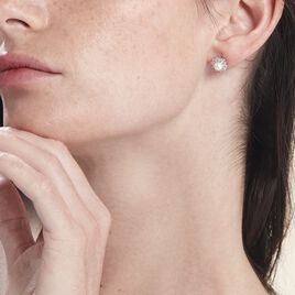 Boucles D'oreilles Puces Argent Blanc Cheri Perle De Culture Oxydes - Boucles d'oreilles fantaisie Femme | Histoire d’Or