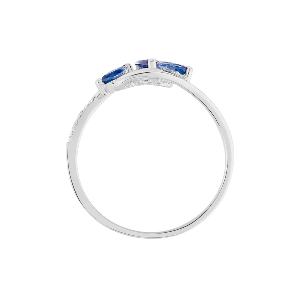 Bague Petale Or Blanc Saphir Et Diamant - Bagues avec pierre Femme | Histoire d’Or