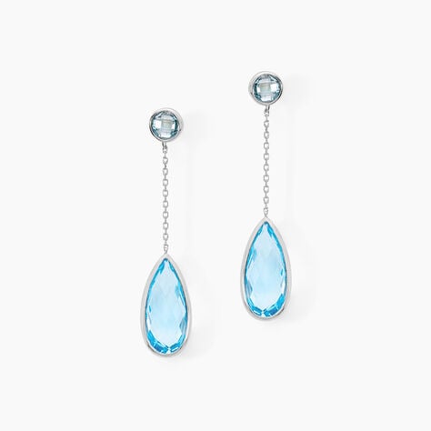 Boucles D'oreilles Pendantes Denis Or Blanc Topaze - Boucles d'oreilles pendantes Femme | Histoire d&rsquo;Or