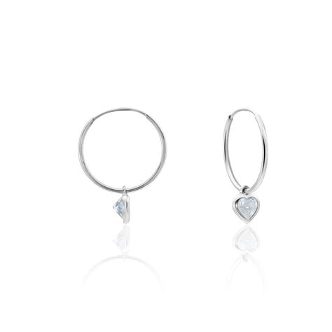 Cr&eacute;oles Or Blanc Topaze Azur - Boucles d'oreilles cr&eacute;oles Femme | Histoire d&rsquo;Or