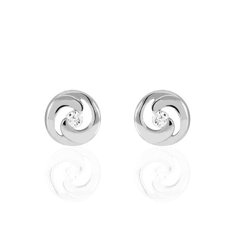 Boucles D'oreilles Puces Anne-andree Argent Blanc Oxyde De Zirconium - Boucles d'oreilles fantaisie Femme | Histoire d’Or