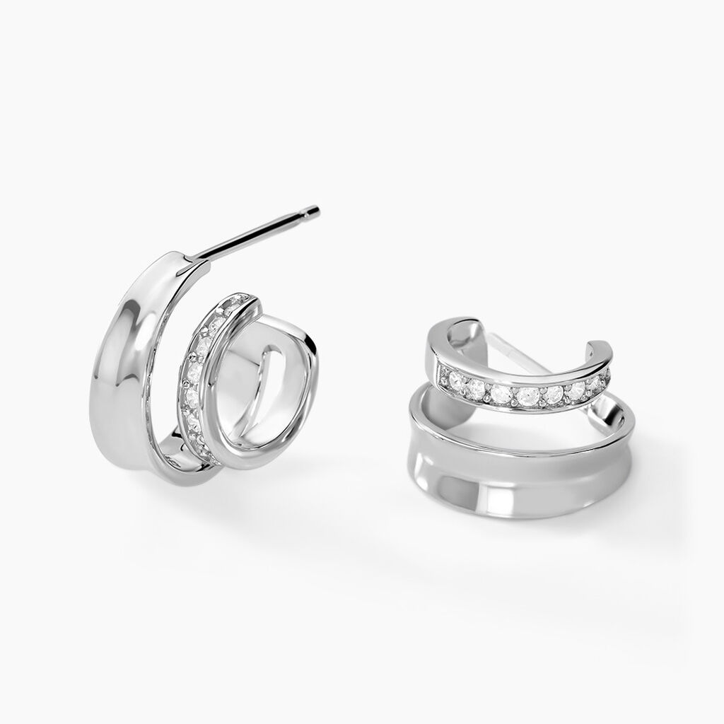 Créoles Soleïa Argent Blanc Oxyde De Zirconium - Boucles d'oreilles créoles Femme | Histoire d’Or