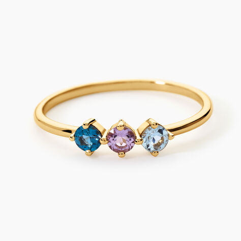 Bague Joanne Argent Dor&eacute; A L'Or 750/1000 Topaze Am&eacute;thyste - Bagues avec pierre Femme | Histoire d&rsquo;Or