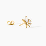Boucles D'Oreilles Puces Muriel Argent Dor&eacute; A L'Or 750/1000 Oxyde De Zirconium - Clous d'oreilles Femme | Histoire d&rsquo;Or