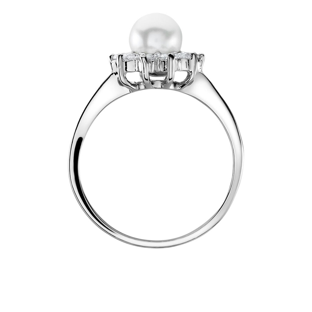 Bague Argent Blanc Cheri Perle De Culture Oxydes De Zirconium - Bagues avec pierre Femme | Histoire d’Or