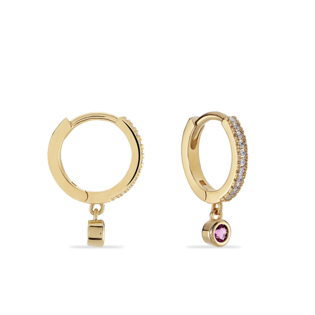 Creoles Dili Plaqué Or Pierres - Boucles d'oreilles créoles Femme | Histoire d’Or