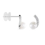 Boucles D'oreilles Angel Or Blanc Perle De Culture Oxyde Oxyde - Clous d'oreilles Femme | Histoire d&rsquo;Or