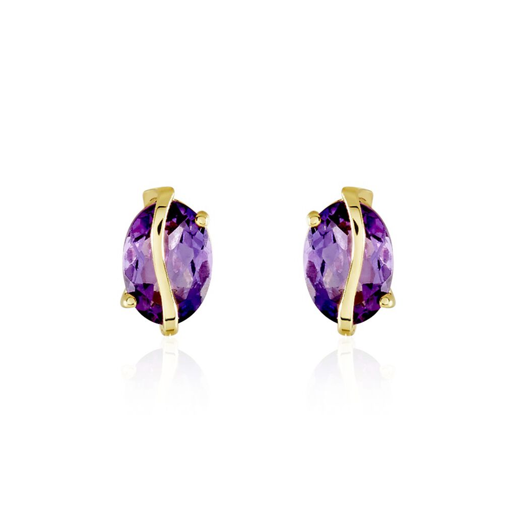 Boucles D'oreilles Puces Or Jaune Prudencia Améthystes - Clous d'oreilles Femme | Histoire d’Or