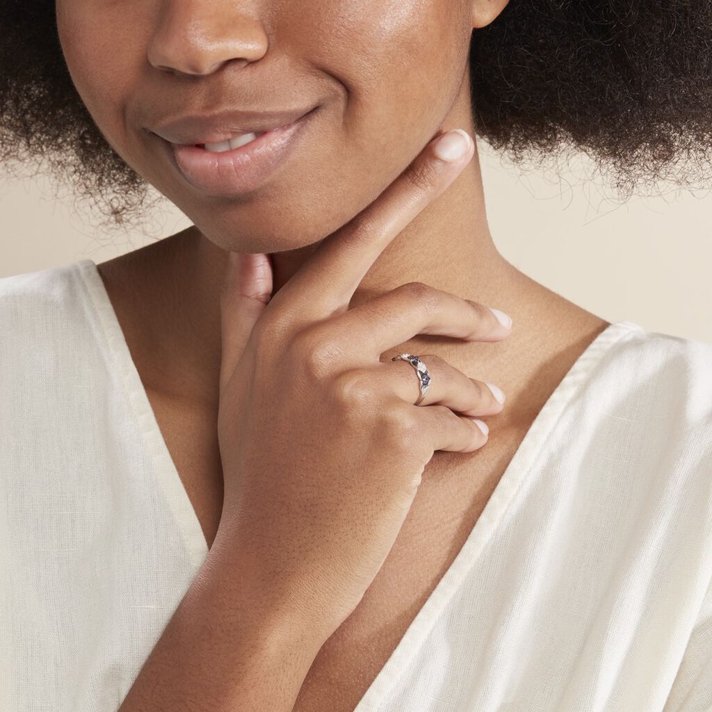 Bague Lina-maria Or Blanc Saphir Et Diamant - Bagues avec pierre Femme | Histoire d’Or