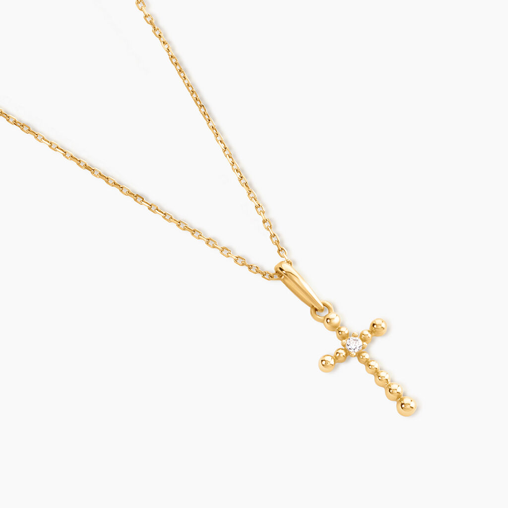 Pendentif Edgardo Or Jaune Oxyde De Zirconium - Pendentifs Communion Femme | Histoire d&rsquo;Or