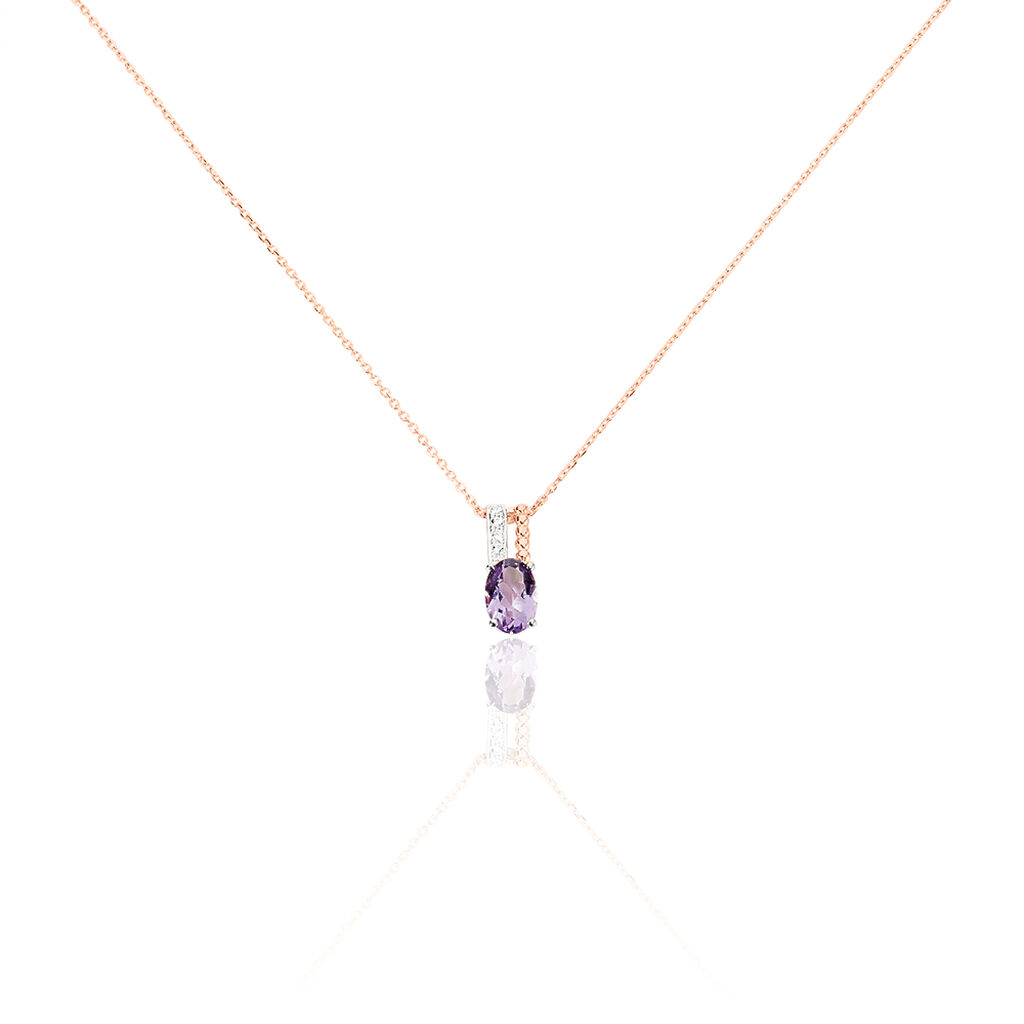 Collier Frannie Or Rose Amethyste Et Oxyde De Zirconium